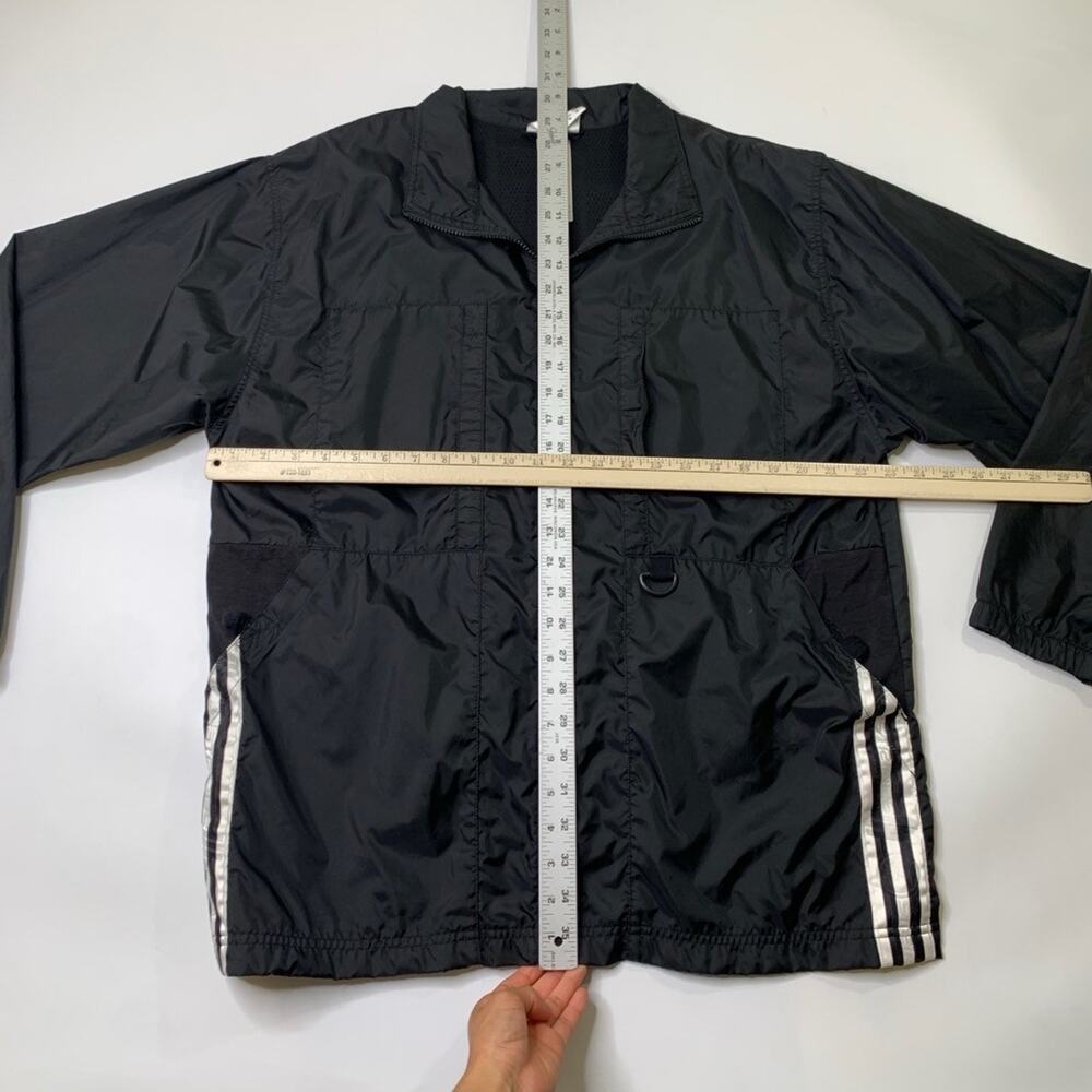 Vintage‎ Adidas Jacket Mens M Medium Black Nylon Windbreaker Side Stripes Y2K - Picture 7 of 11
